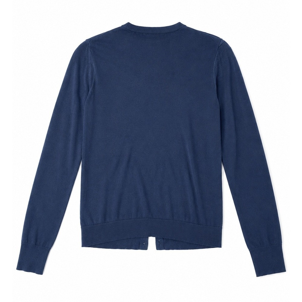 J.Crew Classic Cotton Cardigan Sweater Navy Blue Crewneck Button Front Women M - Picture 3 of 7
